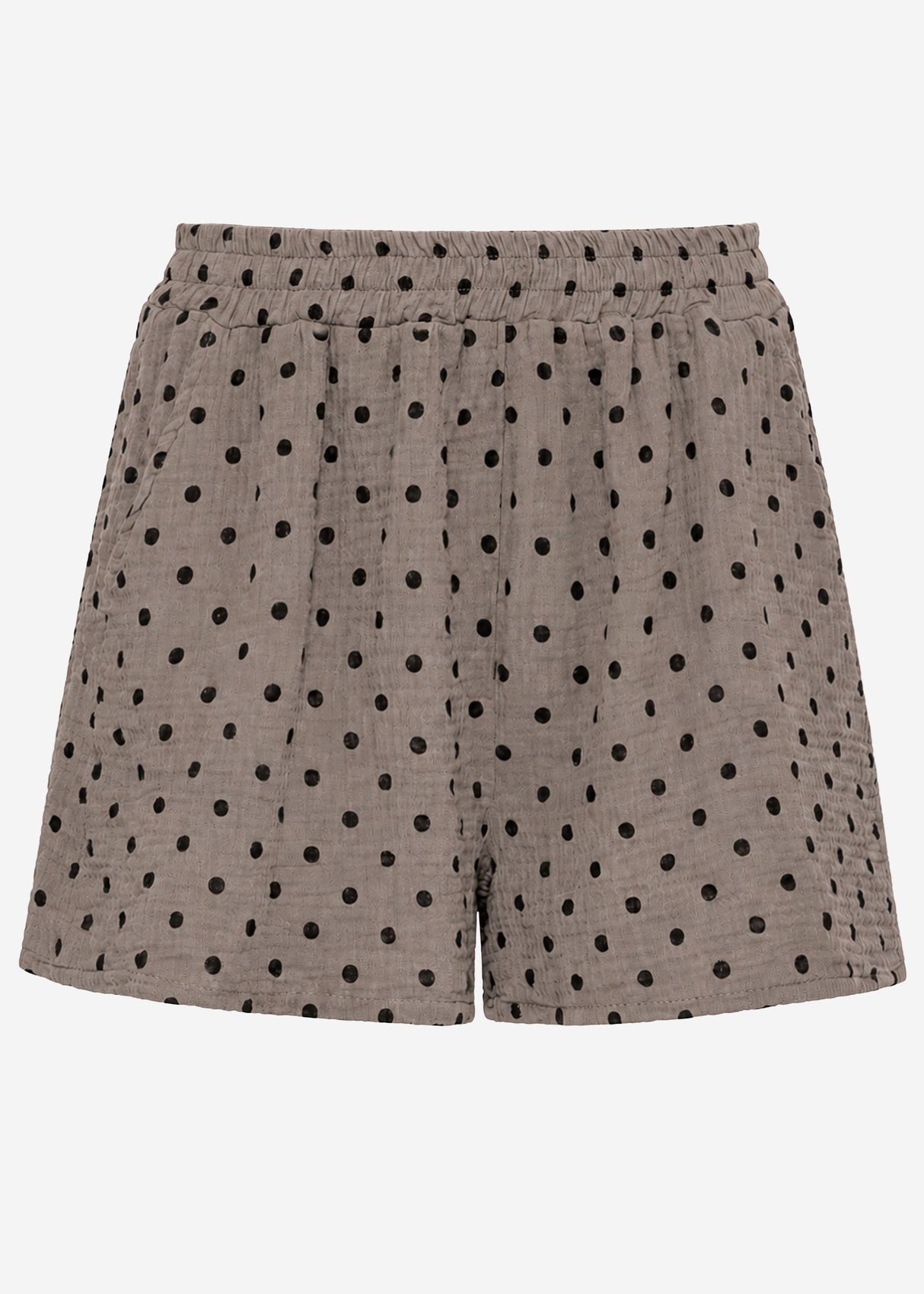 Musselin Shorts mit Punkten - taupe