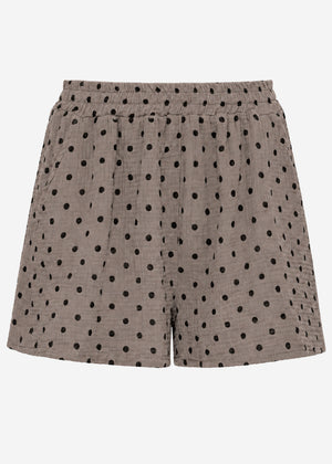 Musselin Shorts mit Punkten - taupe