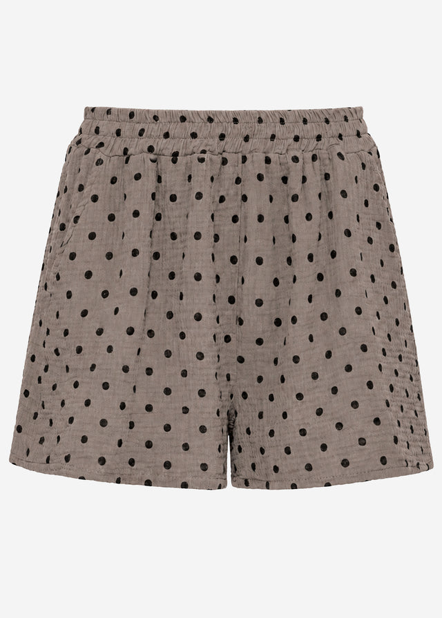 Musselin Shorts mit Punkten - taupe