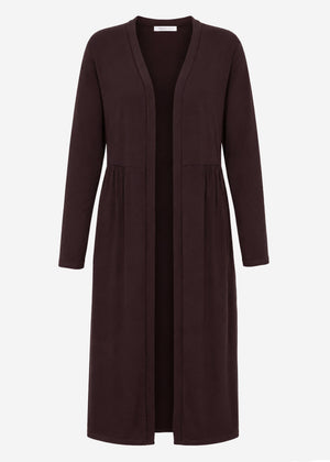 Maxi-Cardigan aus fließendem Jersey - schokobraun