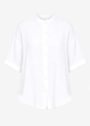 Musselin Bluse mit halblangen Ärmeln - weiß