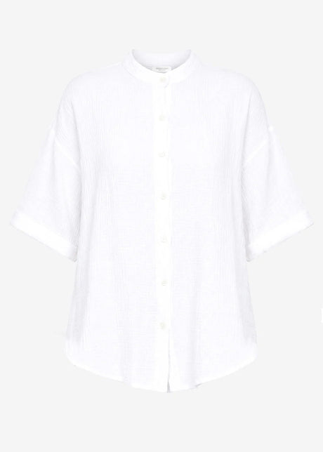Musselin Bluse mit halblangen Ärmeln - weiß