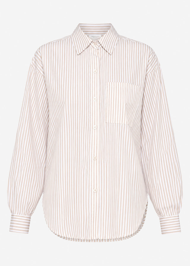 Gestreifte Oversize Bluse - beige