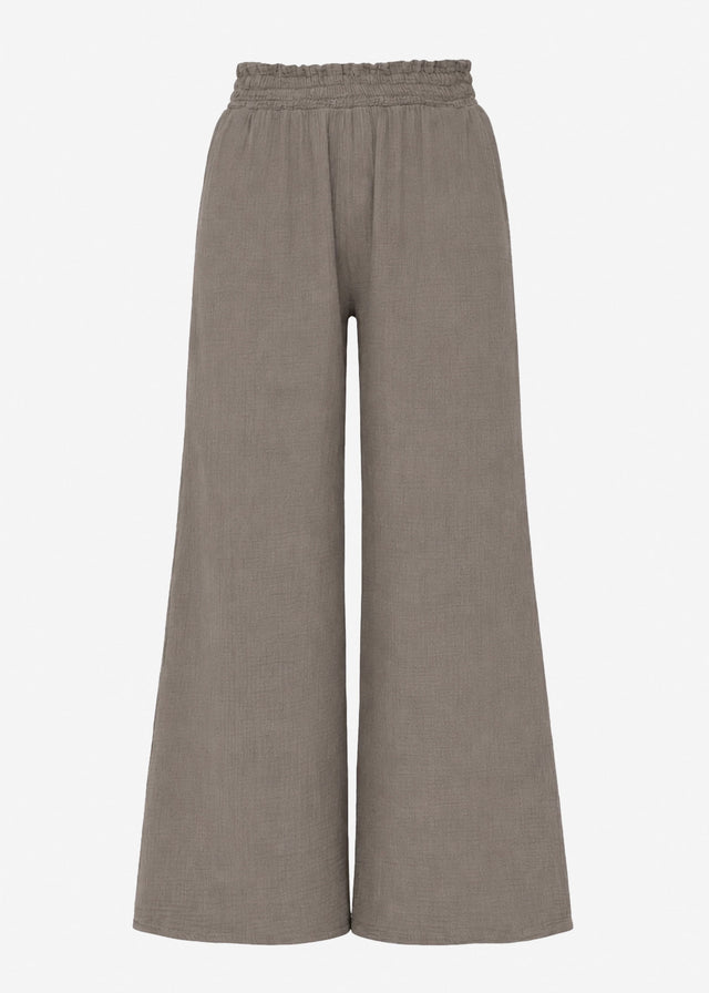 Musselin Hose mit weitem Bein - taupe