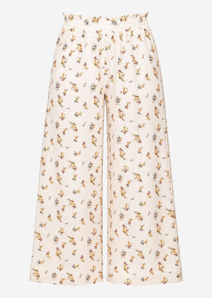 Palazzo Hose mit floralem Print - hellbeige