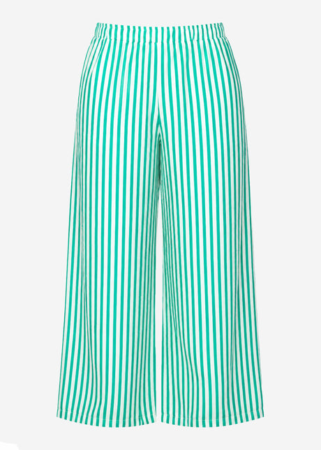 Gestreifte Hose mit weitem Bein - grün