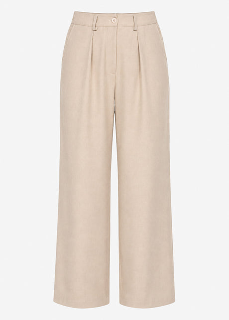 Weite Hose mit Bundfalten - beige von SASSYCLASSY