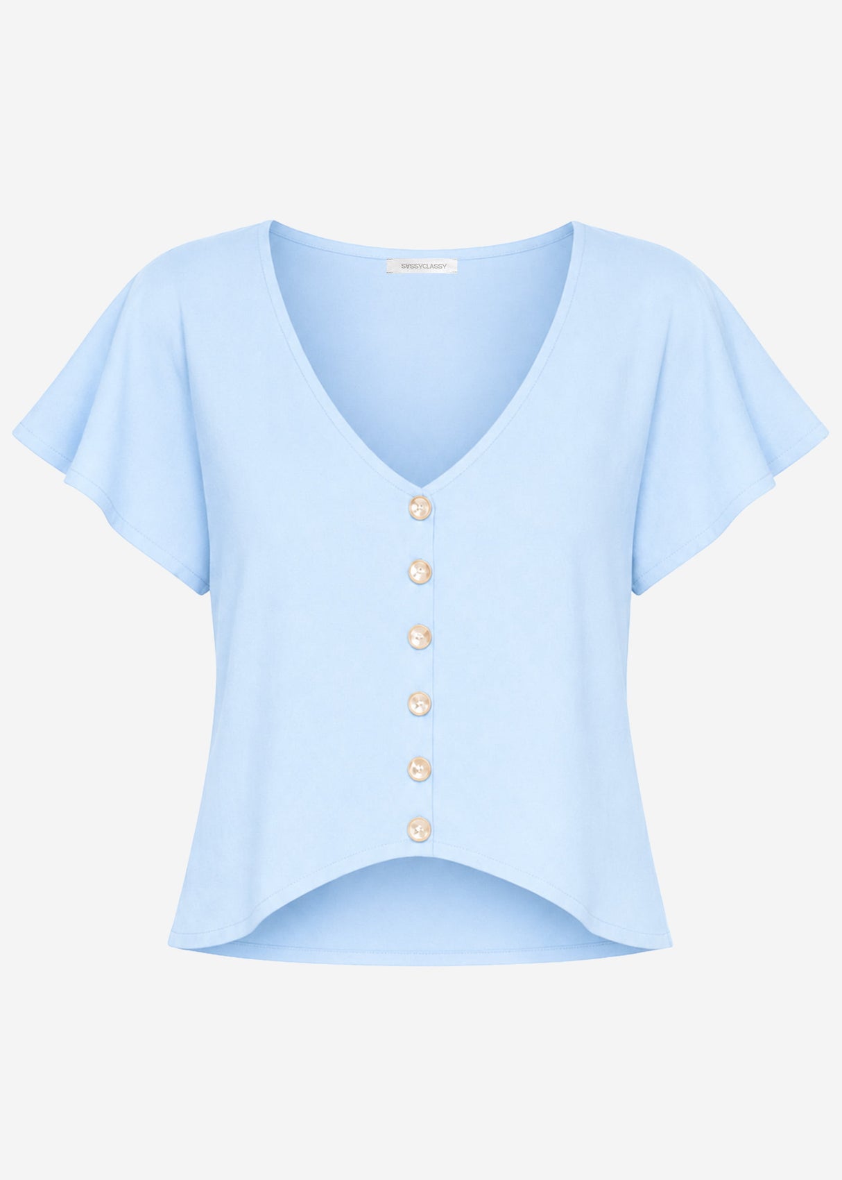 Crop Shirt mit Flügelärmel - hellblau