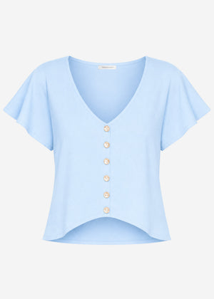 Crop Shirt mit Flügelärmel - hellblau
