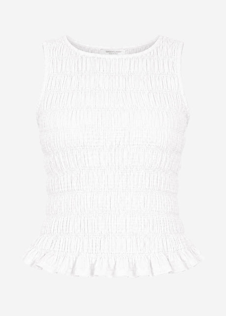 Ärmelloses Musselin Smok-Top - weiß von SASSYCLASSY