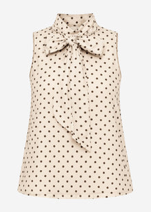 Chiffon top with polka dots - beige