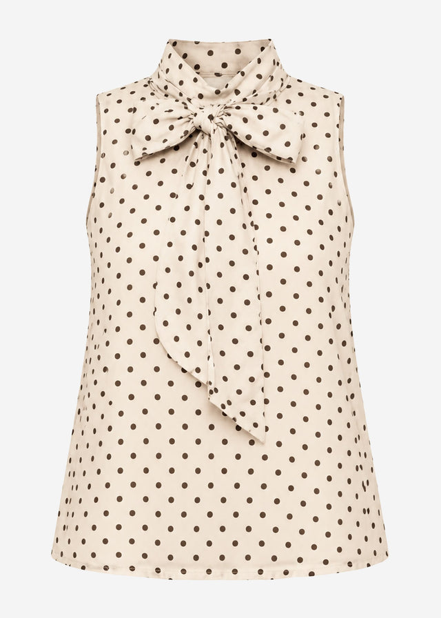 Chiffon Top mit Punkten - beige