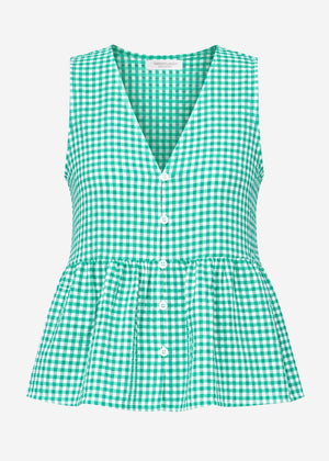 Musselin Top mit Vichy-Print - grün