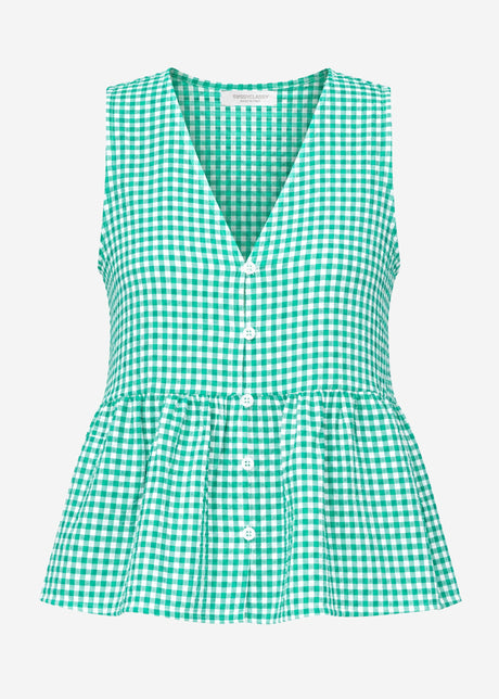 Musselin Top mit Vichy-Print - grün
