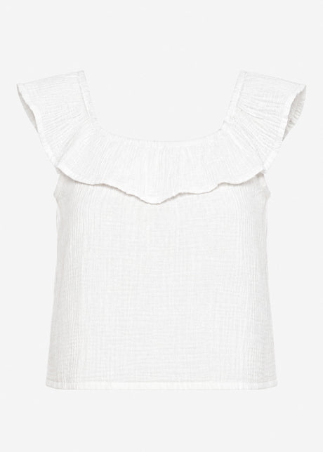 Musselin Trägertop mit Volants - weiß von SASSYCLASSY