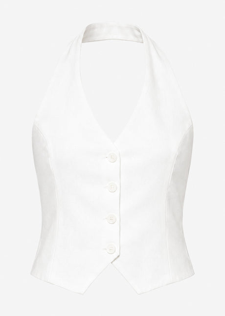 Neckholder-Top mit Knopfleiste - weiß von SASSYCLASSY