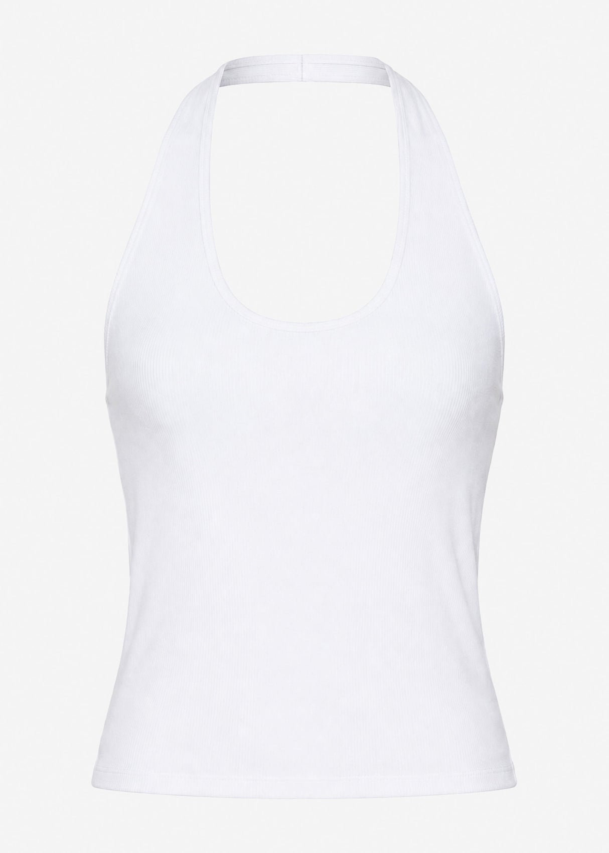 Geripptes Neckholder Top - weiß