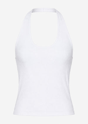 Geripptes Neckholder Top - weiß