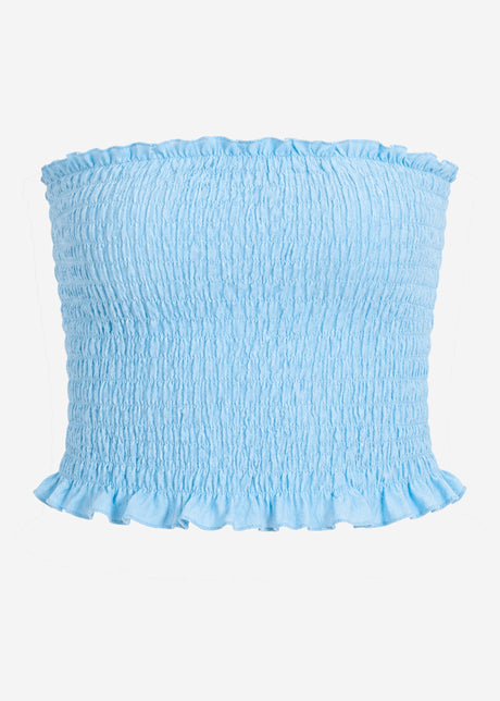 Gesmoktes Bandeau-Top - blau