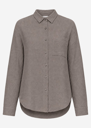 Musselin Hemdbluse - taupe