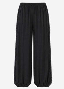 Ballonhose mit Spitzeneinsätzen - schwarz