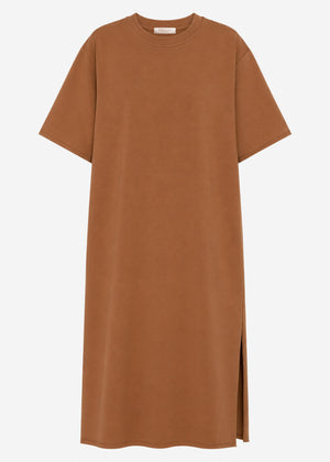 Langes Oversize T-Shirt Kleid - braun