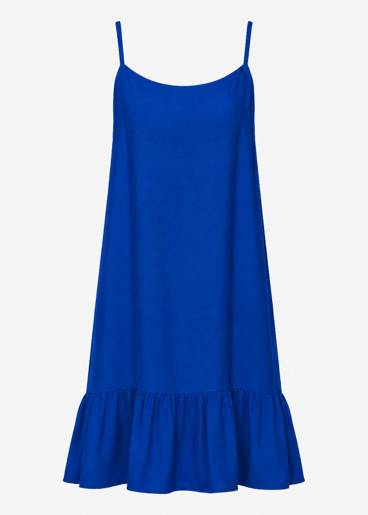 Trägerkleid mit Volant - royalblau
