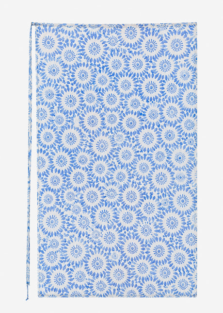 Mesh Pareo mit floralem Mandala-Print - blau