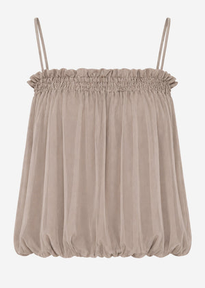 Chiffon Top mit Spaghettiträgern - taupe