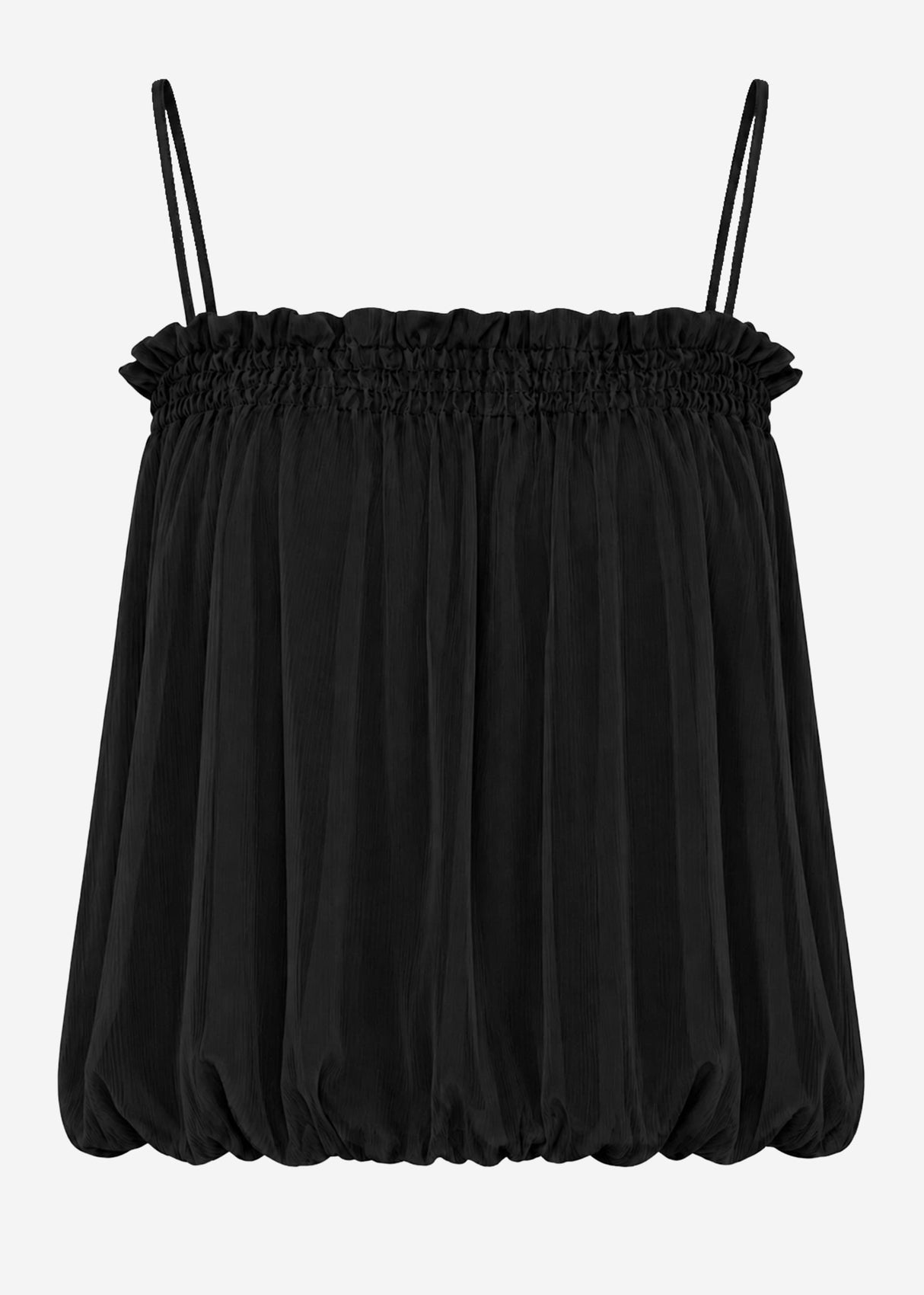 Chiffon Top mit Spaghettiträgern - schwarz