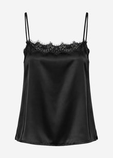 Satin top with lace - black