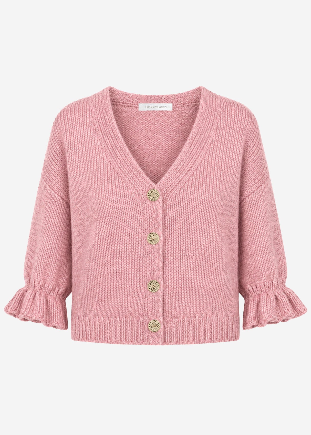 Strickjacke mit 3/4-Ärmeln - altrosa