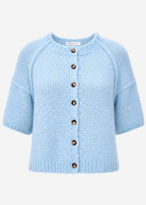 Kurzarm Cardigan mit Außennähten - hellblau