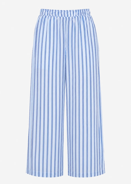 Gestreifte Viskose Hose - blau