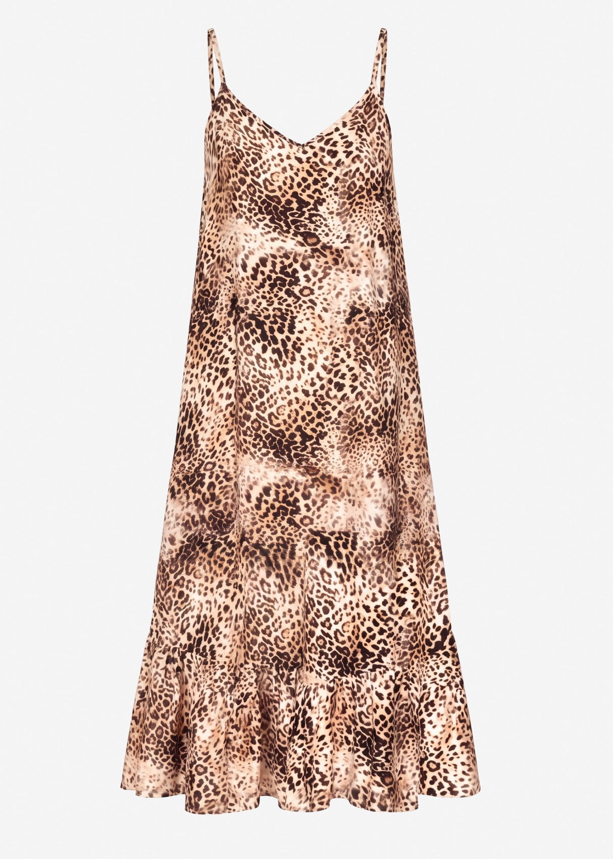 Maxikleid mit Leo-Muster - braun