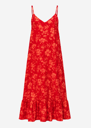 Maxikleid mit Blumenmuster - rot