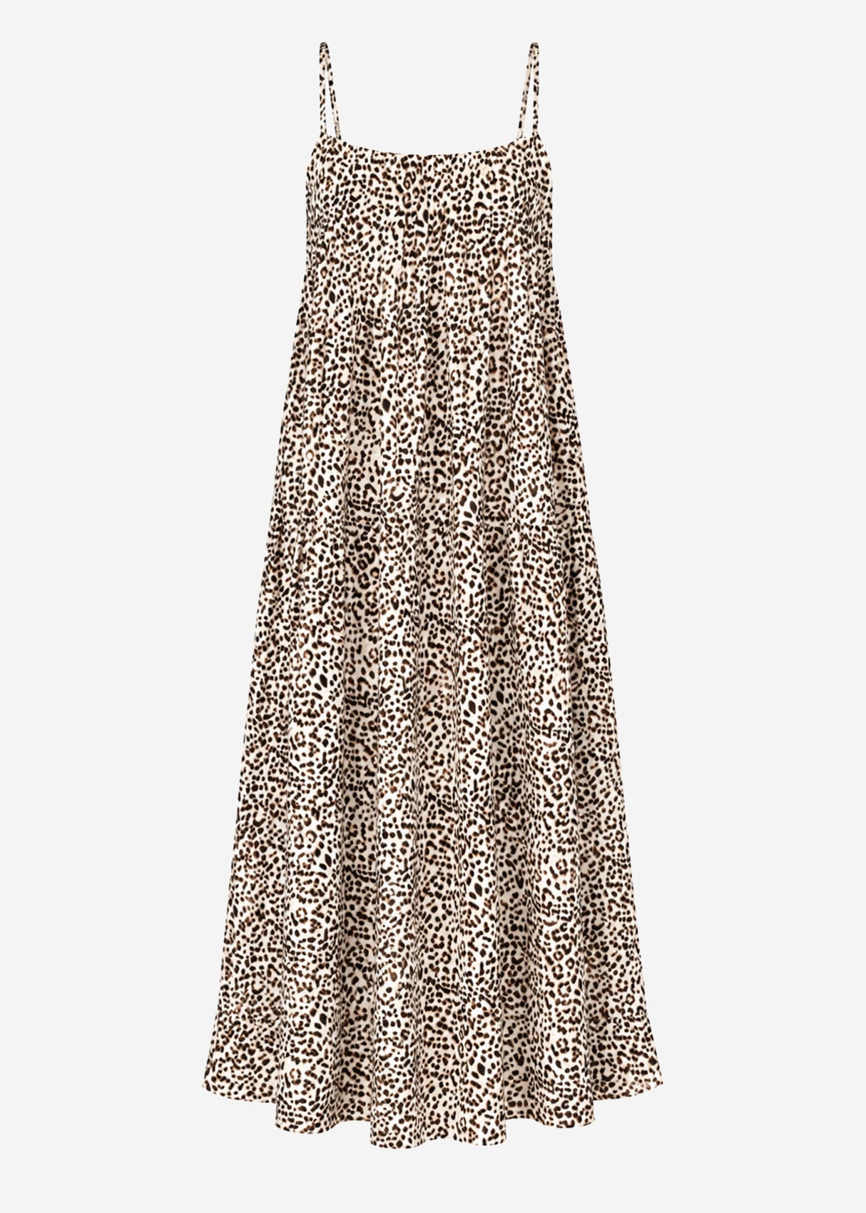 Lockeres Trägerkleid mit Leo-Print - beige