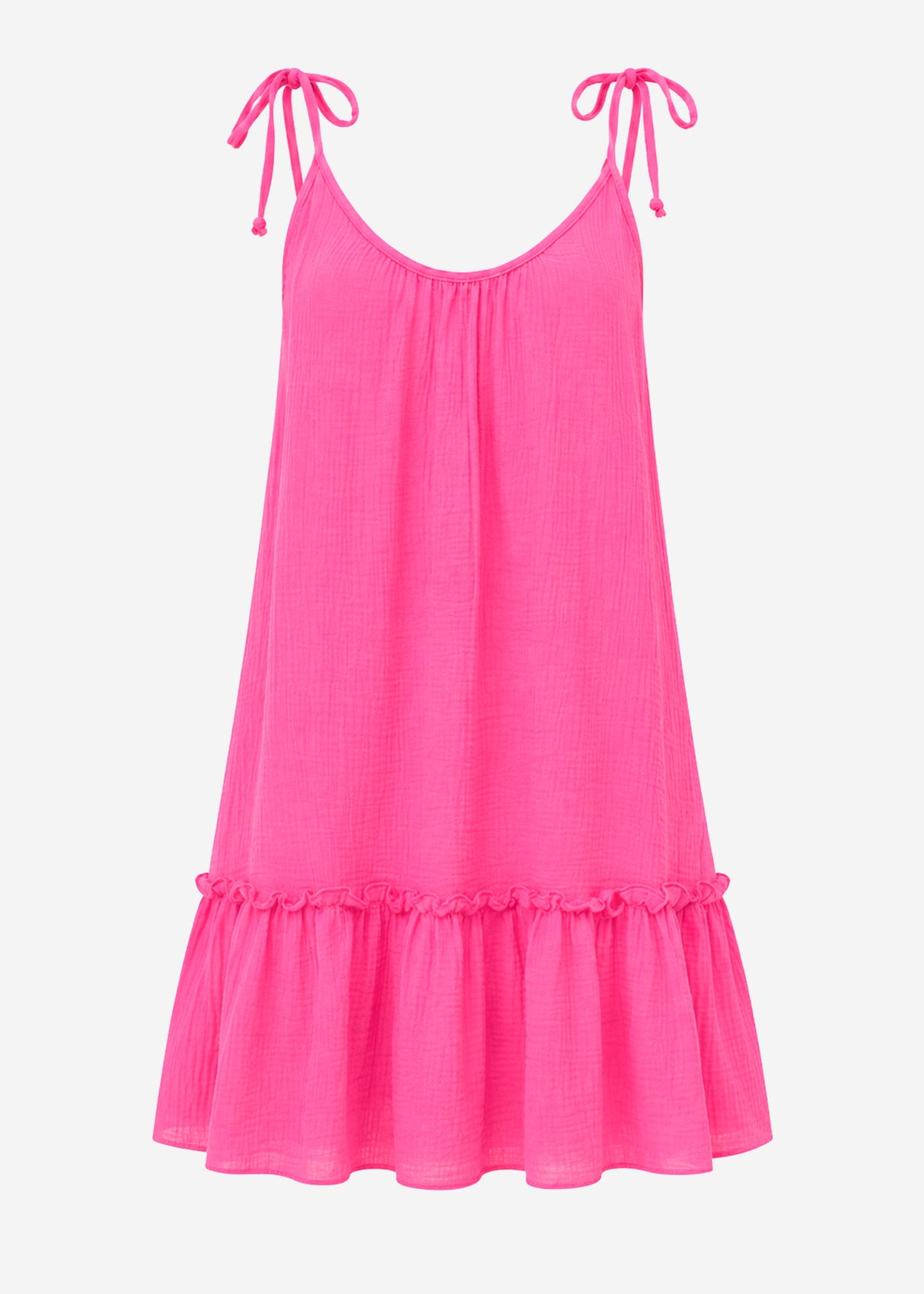 Kurzes Musselin Strandkleid - pink