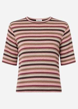 Gestreiftes Oversize Strick Shirt - rosa