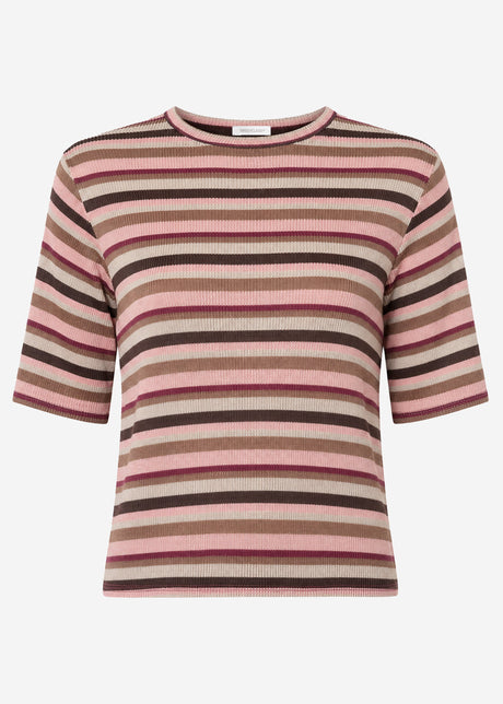 Gestreiftes Oversize Strick Shirt - rosa