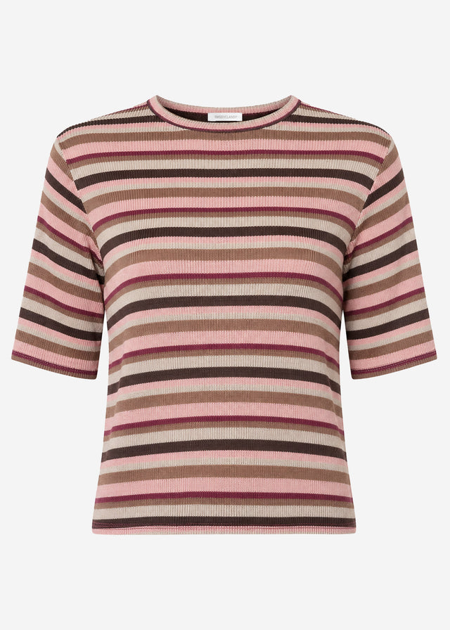 Gestreiftes Oversize Strick Shirt - rosa