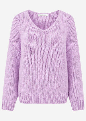 Oversize Pullover mit V-Ausschnitt  - lavendel