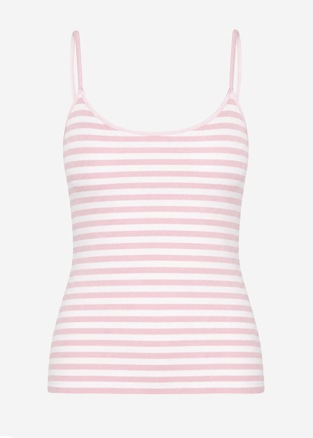 Striped spaghetti strap top - rose