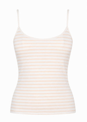 Gestreiftes Spaghettiträger Top - beige