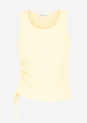 Ripp Tank Top mit Raffung - gelb