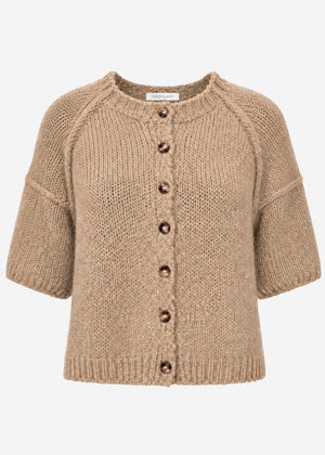 Kurzarm Cardigan mit Außennähten - beige