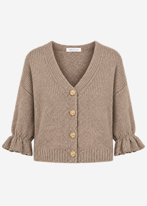Strickjacke mit 3/4-Ärmeln - taupe