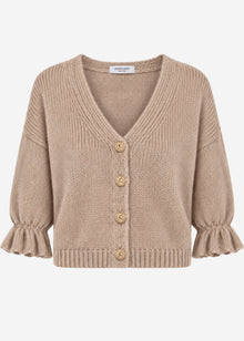 Cardigan with three-quarter sleeves - taupe