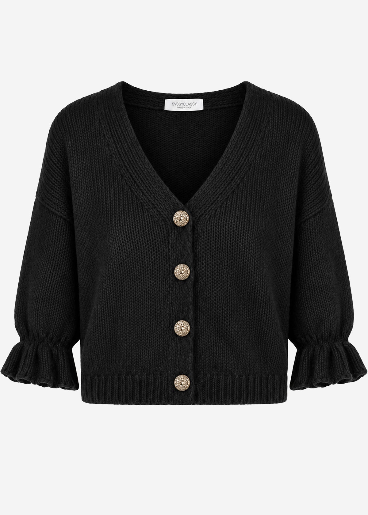 Cardigan with three-quarter sleeves - black