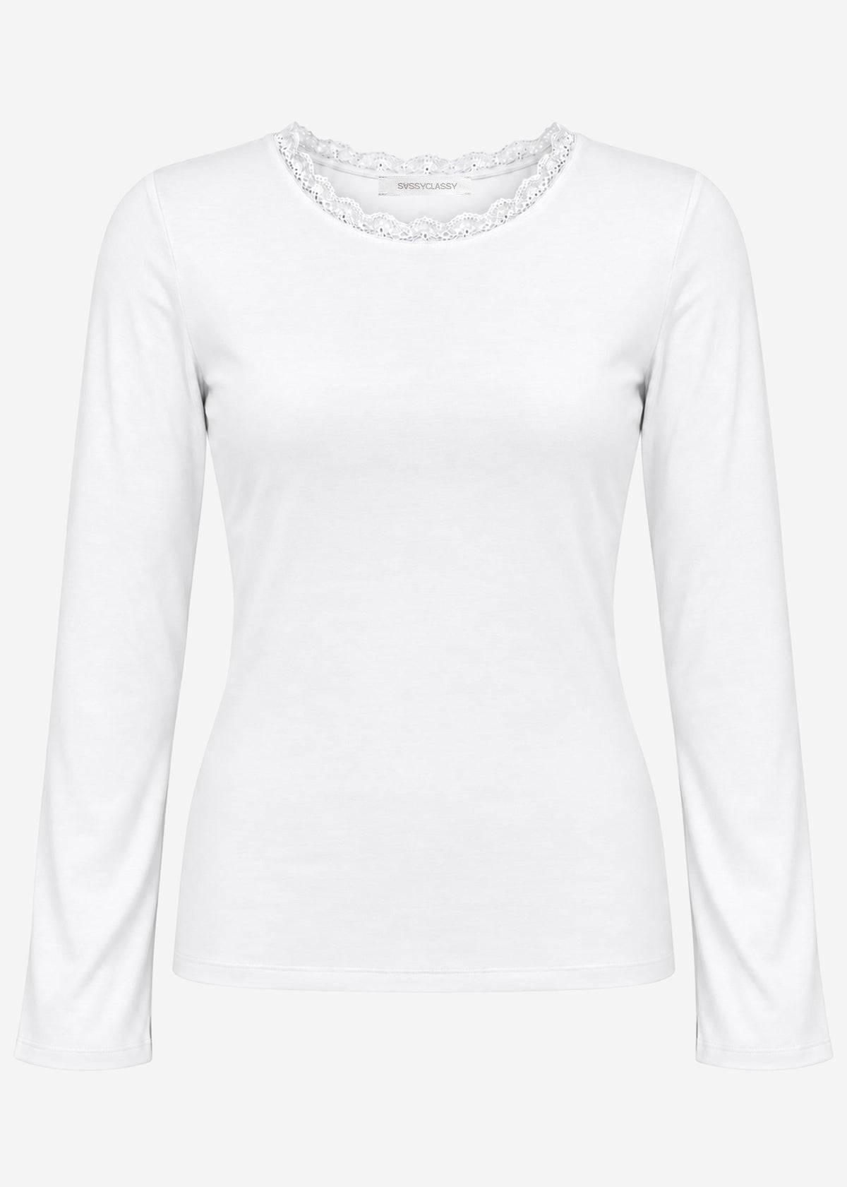 Langarmshirt mit Spitzeneinsatz  - offwhite